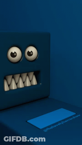 Blue Monster With Triangle In Mouth Saying The Lovely Monster GIF
