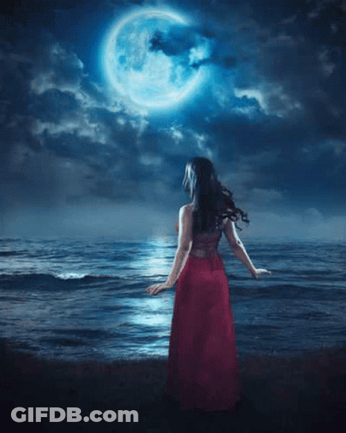 Blue Moon Lady In Red Dress GIF