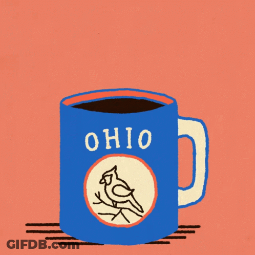 Blue Mug With Bird Saying Ohio GIF