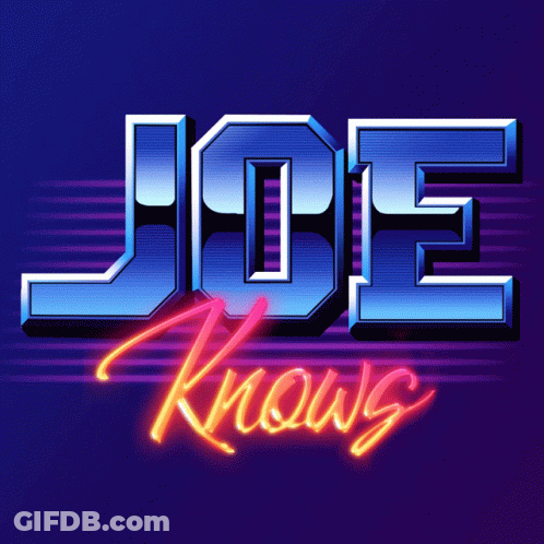 Blue Neon Sign Saying Joe Knows GIF