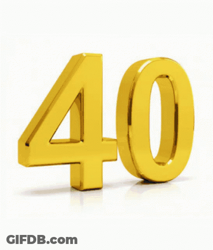Blue Number 40 With Balloons And Confetti GIF