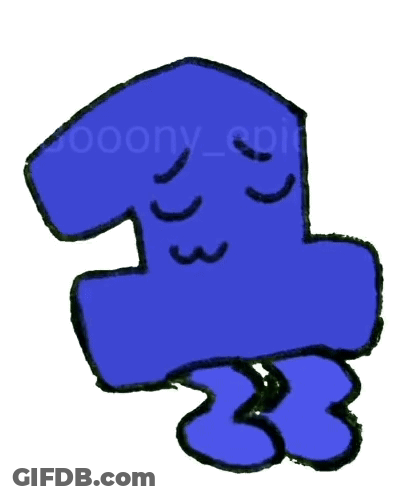 Blue Object With Face And Feet GIF