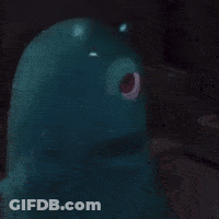 Blue Object With Red Eye On Black Background GIF