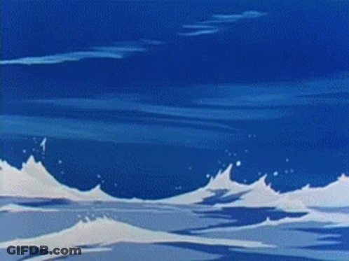 Blue Ocean Waves Crashing Shore GIF