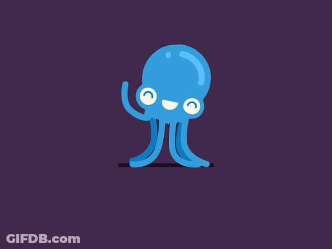 Blue Octopus Cartoon Waving Bye GIF