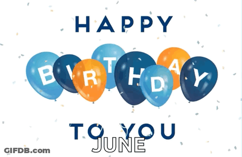 Blue Orange Balloons Happy Birthday To You June GIF