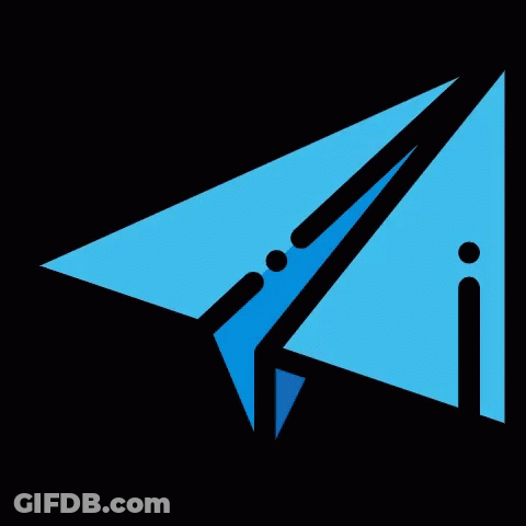 Blue Paper Airplane With I On Tail GIF