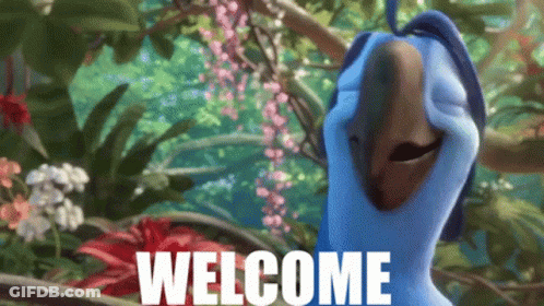 Blue Parrot Saying Welcome GIF