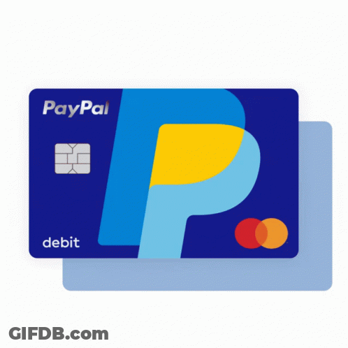 Blue PayPal Debit Card With Yellow P GIF