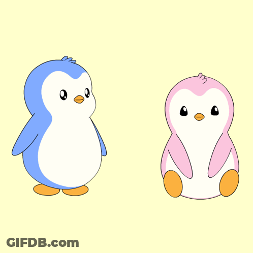 Blue Penguin Holding Red Heart GIF