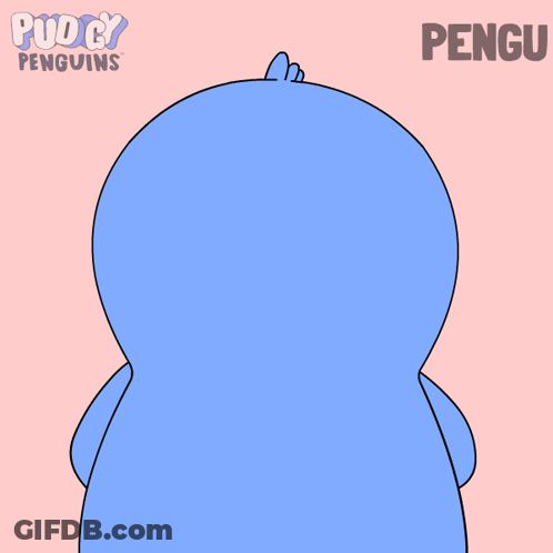 Blue Penguin Holding Red Heart Named Pengu GIF