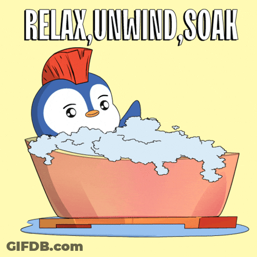 Blue Penguin Relax Unwind Soak Bath Time GIF