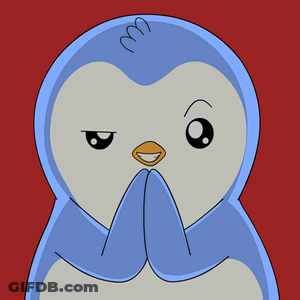 Blue Penguin With M On Head Making Funny Face GIF