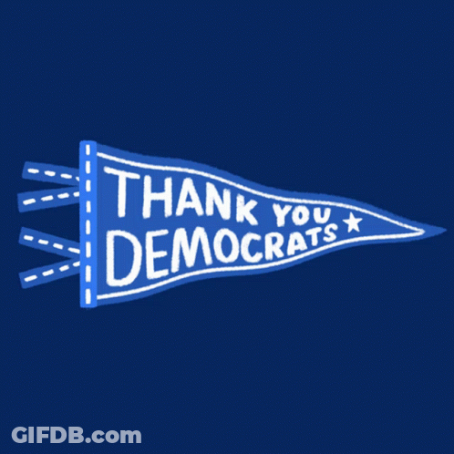 Blue Pennant Saying Thank You Democrats GIF