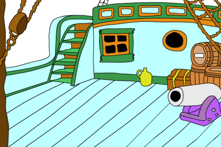 Blue Pirate Ship Sailing GIF