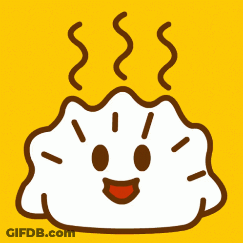 Blue Plate With Dumplings And Sour Cream Next To Orange Juice GIF