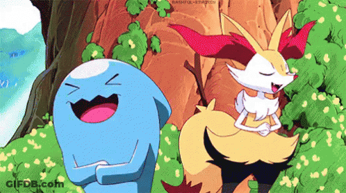 Blue Pokemon And Yellow Pokemon Laughing GIF
