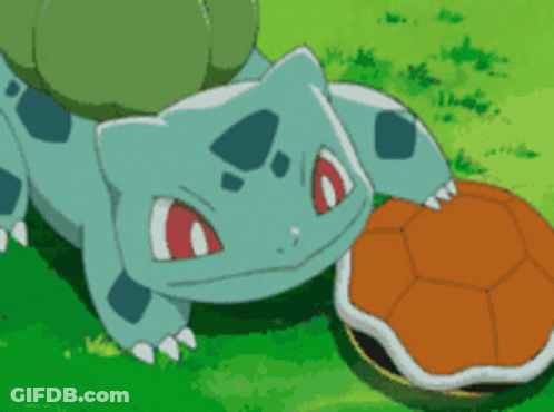 Blue Pokemon Lying With Green Leaf On Back GIF