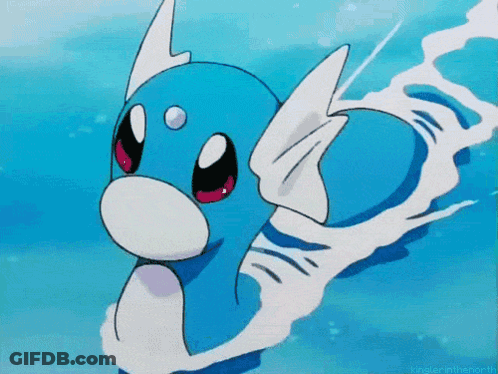 Blue Pokemon With White Wings Swimming GIF