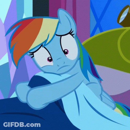 Blue Pony With Rainbow Mane And Tail GIF