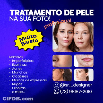 Blue Poster With Yellow Bubble Saying Muito Barato GIF