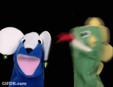 Blue Puppet And Green Puppet GIF