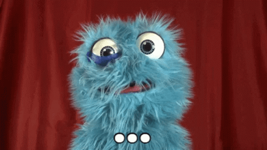 Blue Puppet With No Words GIF