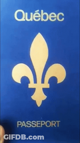 Blue Quebec Passport With Gold Fleur De Lis GIF
