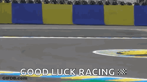 Blue Race Car Good Luck Racing GIF