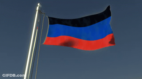 Blue Red And Black Flag Flying On Pole GIF