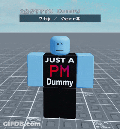 Blue Roblox Character With PM Dummy Shirt GIF
