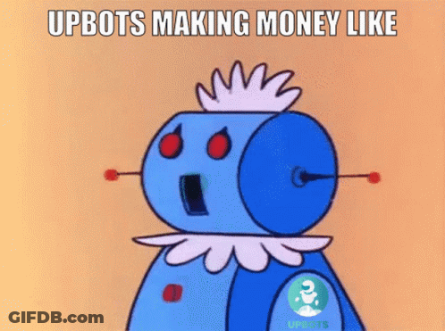 Blue Robot Upbots Making Money GIF