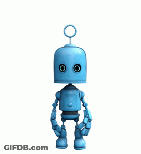 Blue Robot With Circle On Head GIF