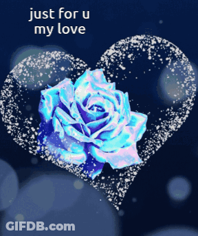 Blue Rose Inside Heart Just For U GIF
