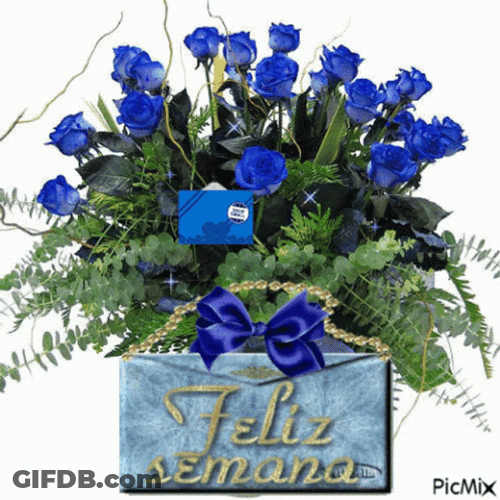 Blue Roses Bendiciones Card Greeting GIF