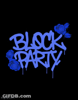 Blue Roses Black Background Block Party GIF