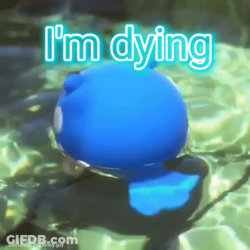 Blue Rubber Duck Floating Saying I'm Dying GIF