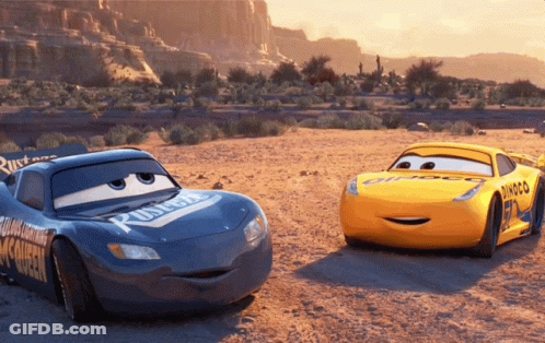 Blue Rust-Eze And Yellow Dinoco GIF