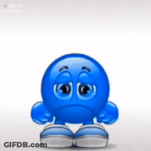 Blue Sad Smiley GIF