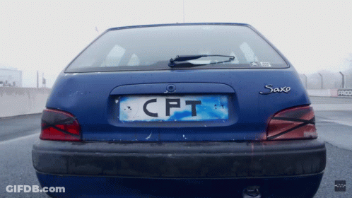 Blue Saxo Car With License Plate CPT GIF