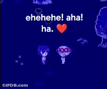 Blue Screen With Red Heart Saying Eehehe Aha Ha GIF
