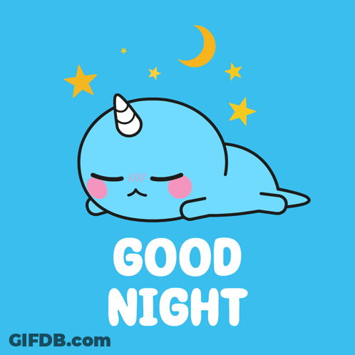Blue Seal With Horn Saying Good Night GIF