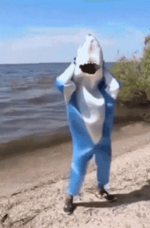 Blue Shark Mascot Funny Beach GIF