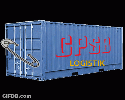 Blue Shipping Container Saying GPSB Logistic GIF