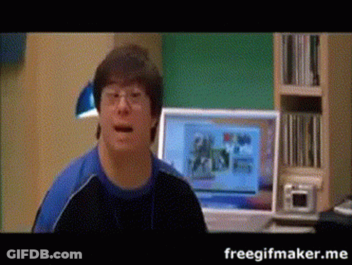 Blue Shirt Man At Computer Freegifmaker.me GIF