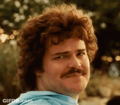 Blue Shirt Man Curly Hair Mustache Funny Face GIF