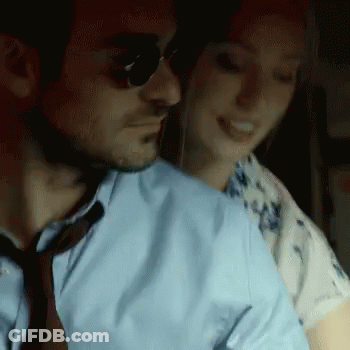 Blue Shirt Man Hugs Woman In White Shirt GIF