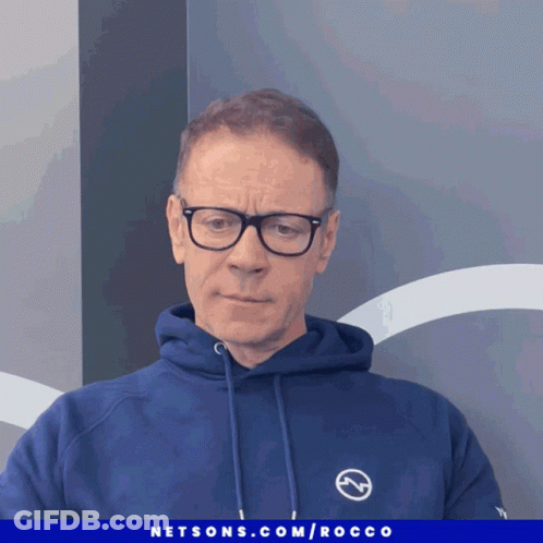 Blue Shirt Man Making Funny Face, Another Points GIF