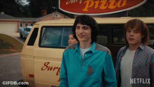 Blue Shirt Man Next To Netflix Shirt Man GIF