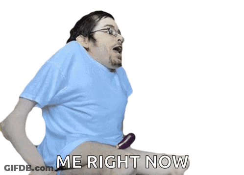Blue Shirt Man On Large Eggplant Saying Me Right Now GIF